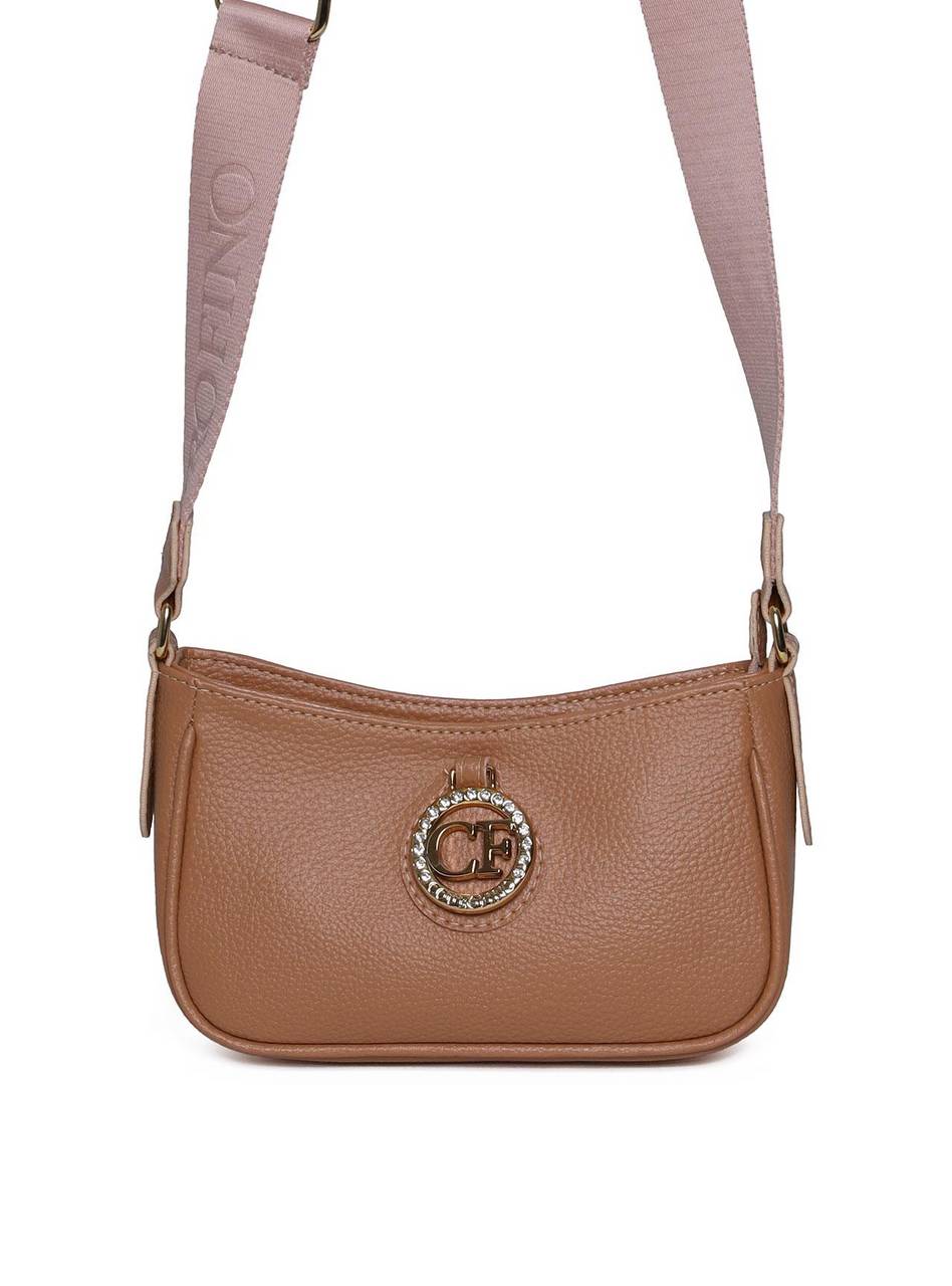 Bolsa Hobo Transversal com Bag Charm - Nude BSI-5977 - NU