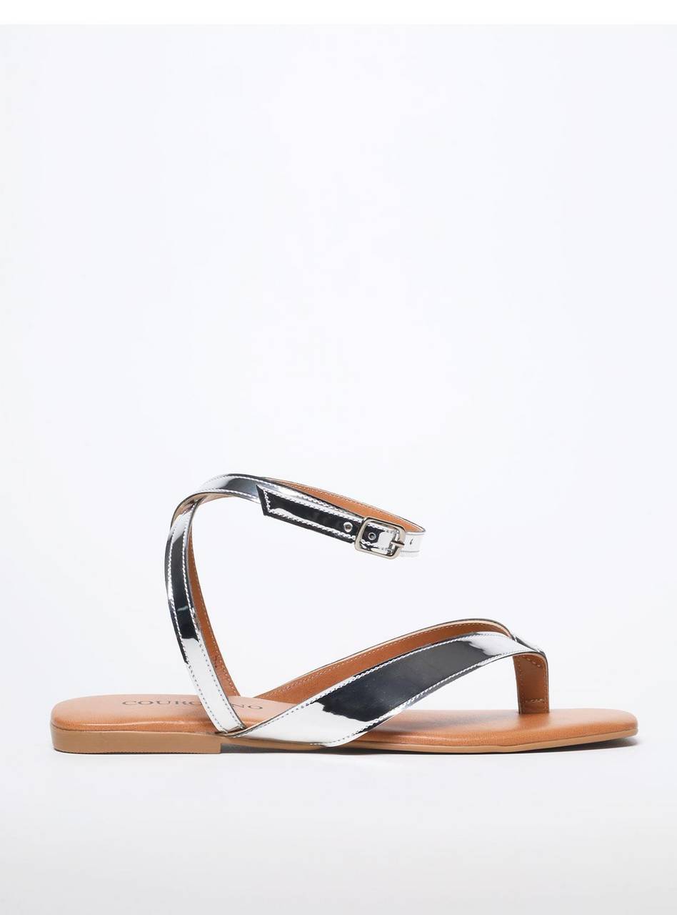 Sandália Feminina Rasteiras Slim - Prata SDI-11535 - PT
