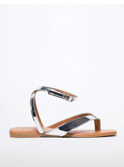 Sandália Feminina Rasteiras Slim - Prata SDI-11535 - PT