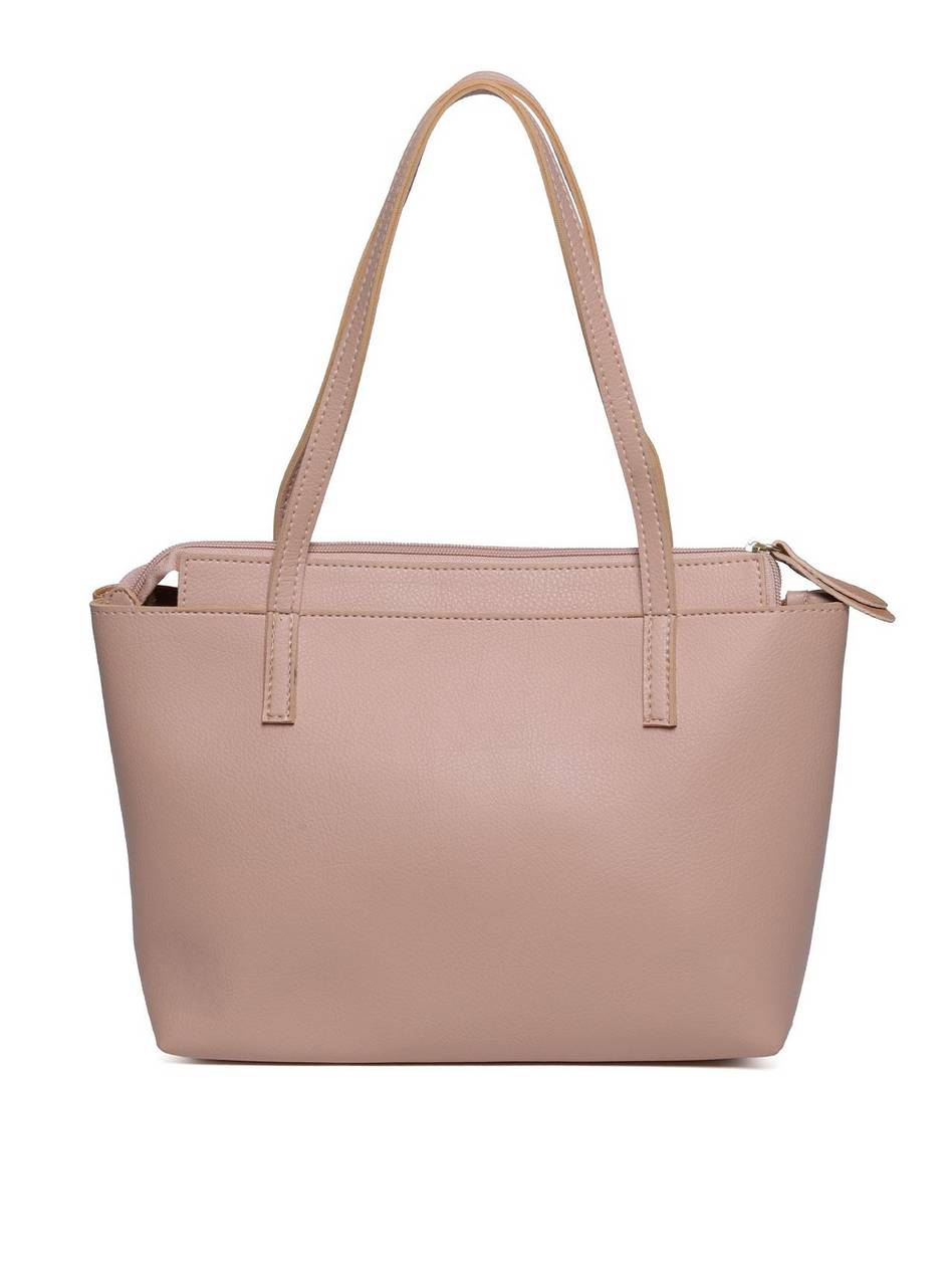Bolsa Tote Tiracolo com Bolso Frontal e Zipper - Nude BSI-5976 - NU