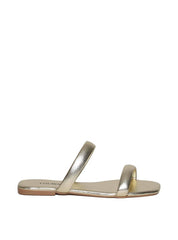 Sandália Feminina Rasteira Duas Tiras - Ouro SDI-11620 - AU