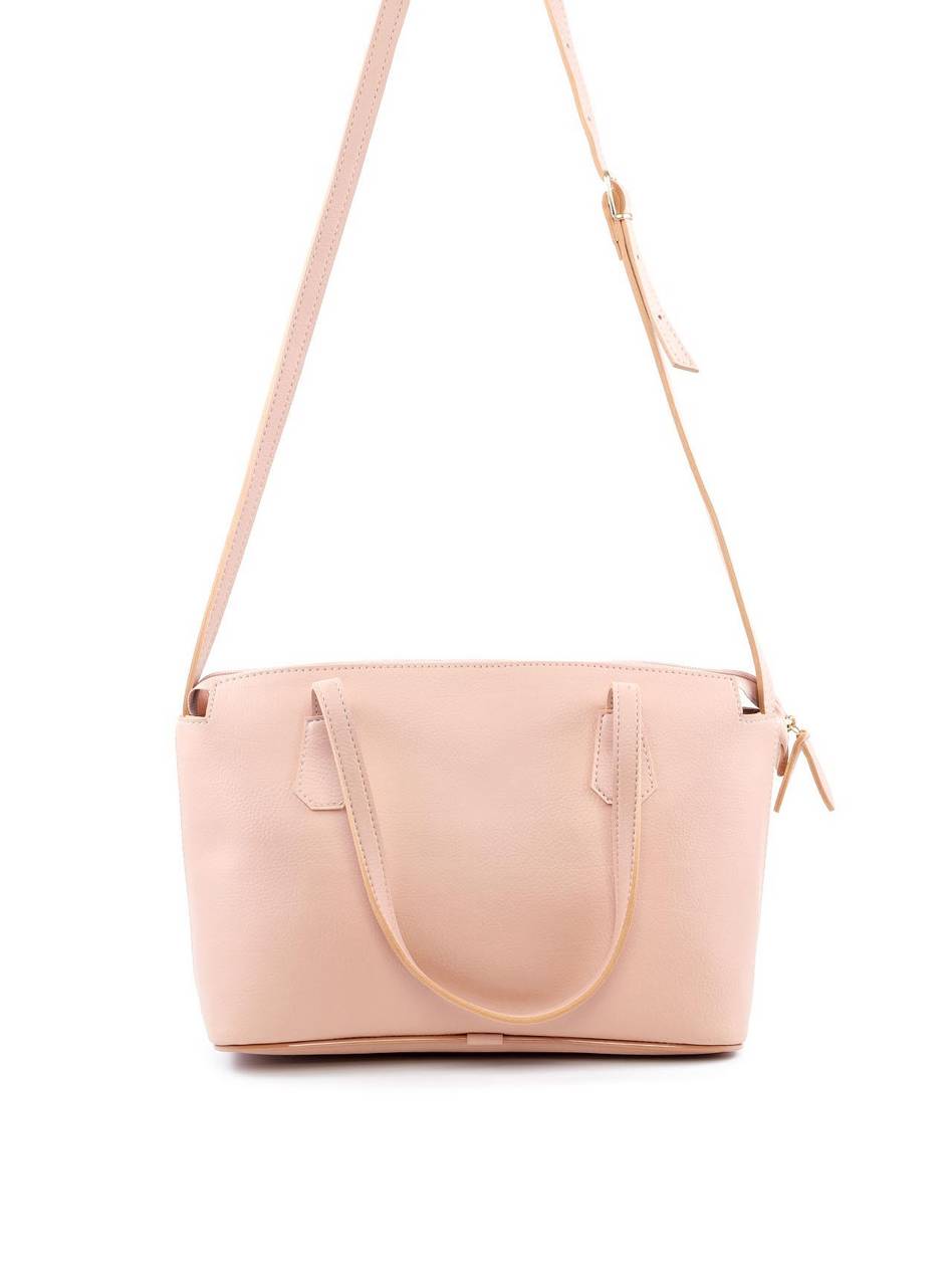 Bolsa Tote com Alça Dupla e Recortes na Vertical - Nude BSI-6125 - NU