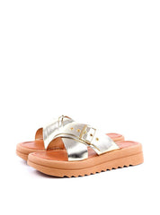 Sandália Flatform com Tiras Cruzadas - Ouro SDI-11726 - AU