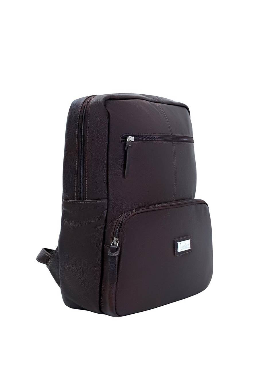 Mochila Executiva Grande Bolsos Couro Cacau - CA