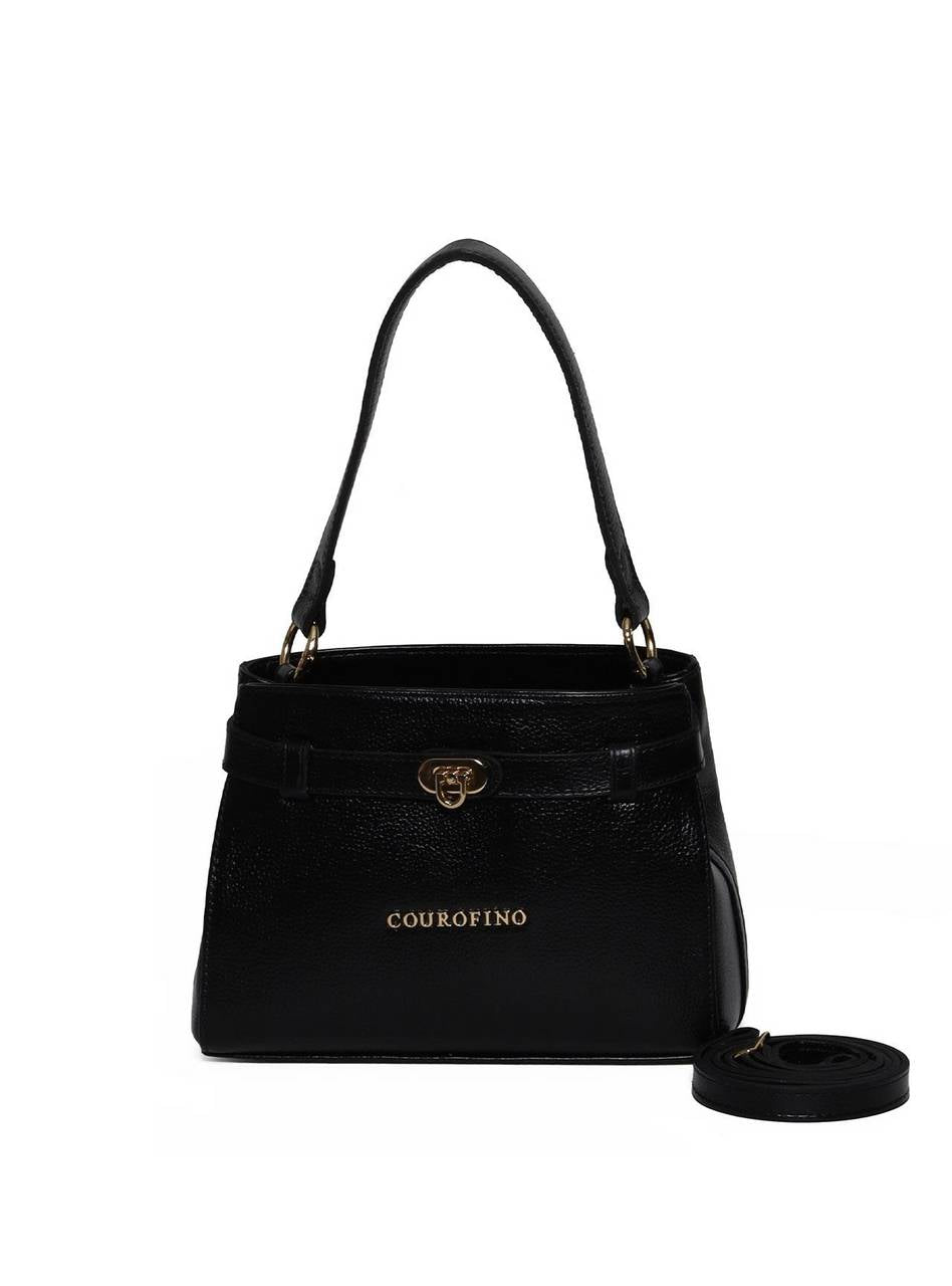 Bolsa Tote Detalhe de Cinto com Fecho Giratório - Preta BSI-5992 - PR