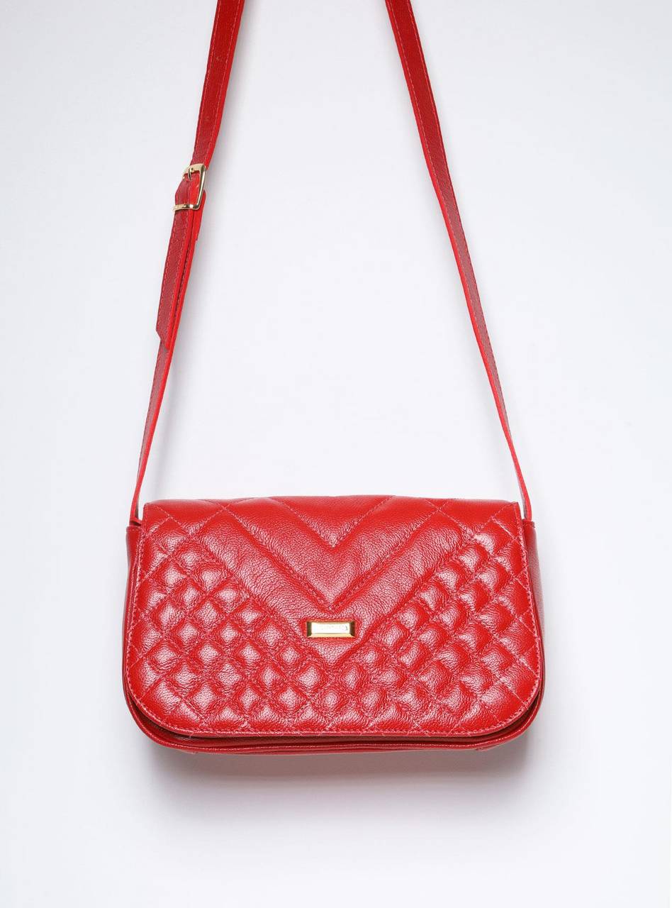 Bolsa Saddle Couro Pequena Transversal Vermelha BSI-5837 - VE