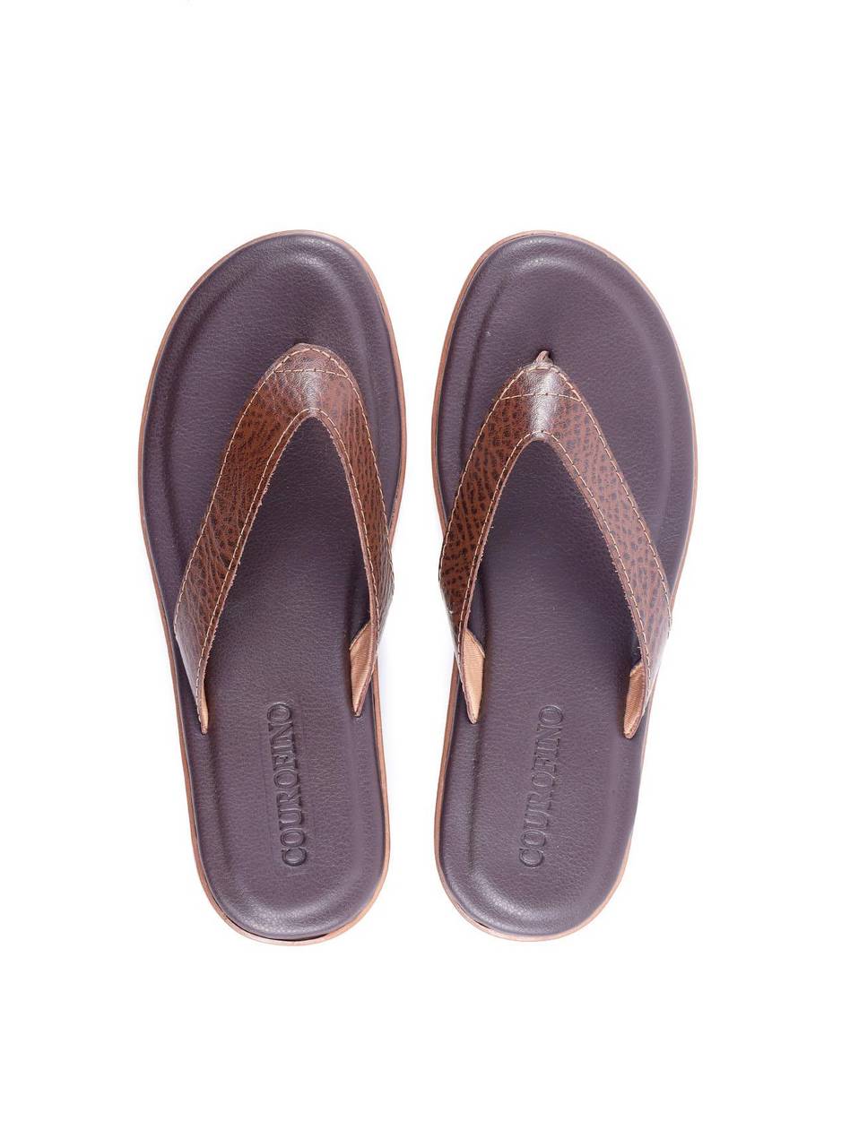 Chinelo Masculino de Dedo em Couro com Tiras Finas - Cacau SDI-11770 - CA