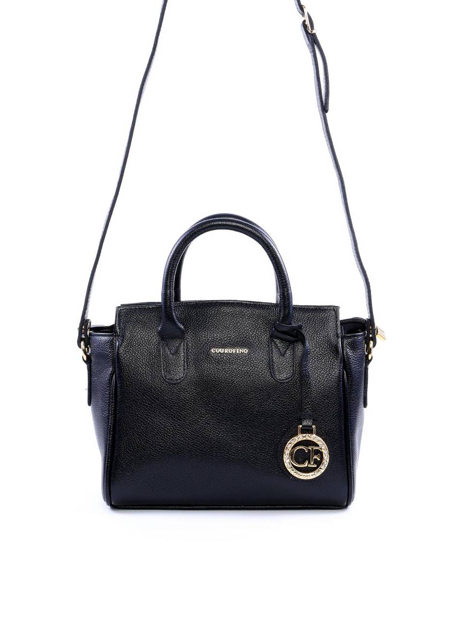 Bolsa Tote Quadrada com Charm - Preta BSI-6044 - PR