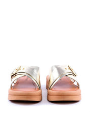 Sandália Flatform com Tiras Cruzadas - Ouro SDI-11726 - AU
