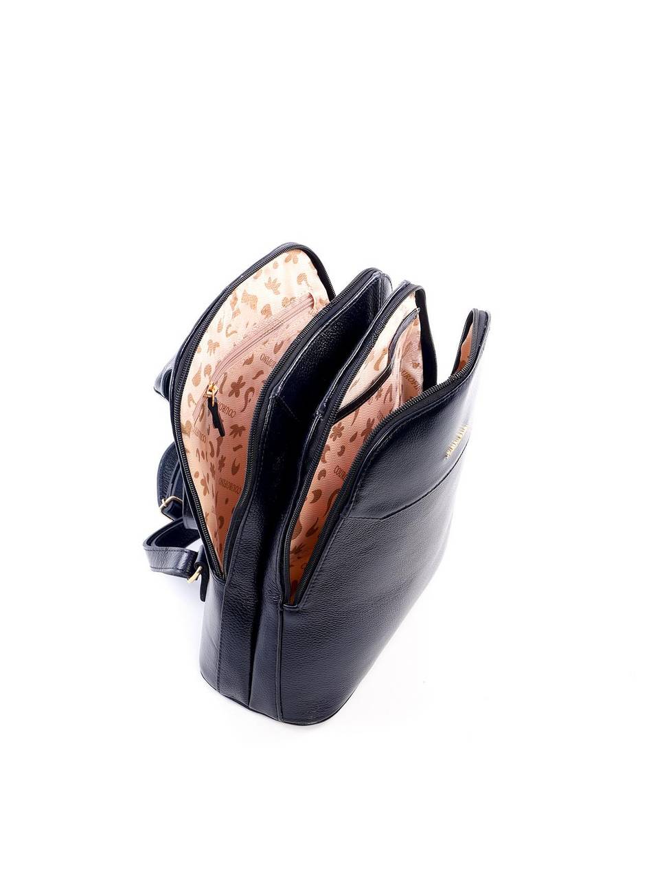 Mochila Feminina Casual em Couro com Duas Divisórias - Preta MEI-448 - PR