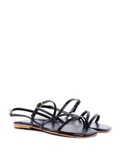 Rasteira de Tiras Finas com Fivelas - Preta SDI-11881 - PR
