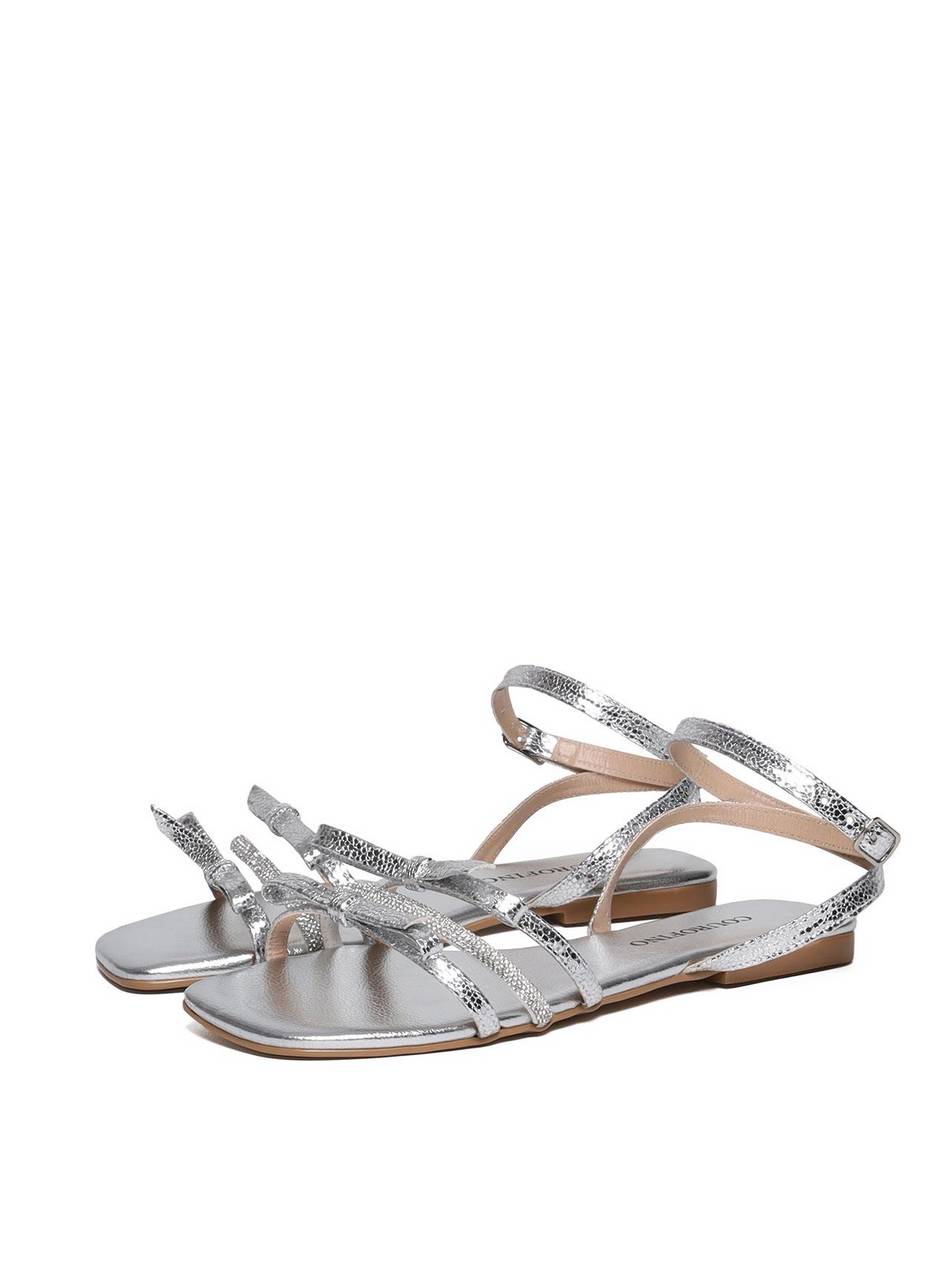 Rasteira Laços com Tiras em Strass - Prata SDI-11686 - PT