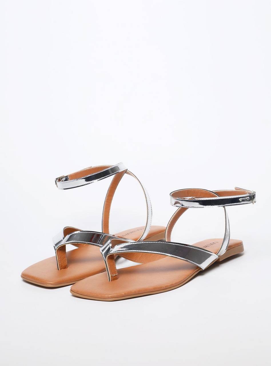 Sandália Feminina Rasteiras Slim - Prata SDI-11535 - PT