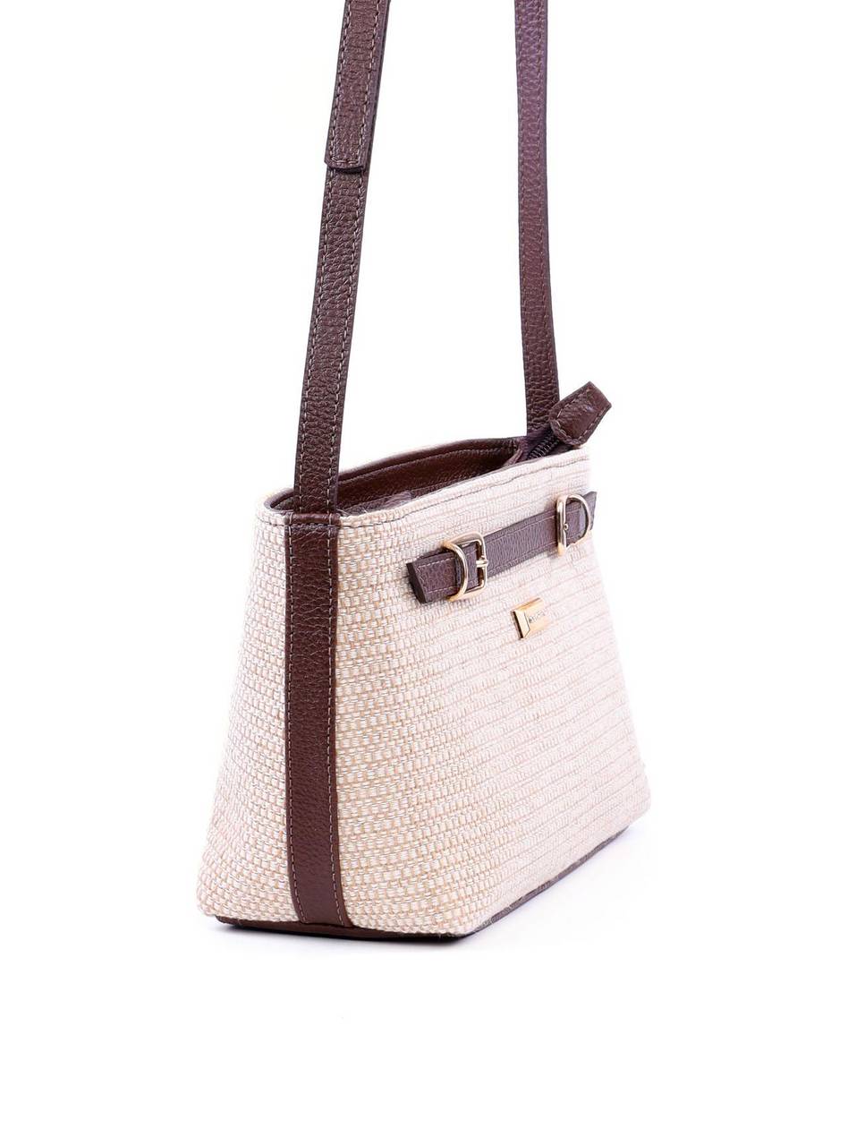 Bolsa Transversal Palha com Detalhes de Fivelas - Cacau BSI-6026 - CA