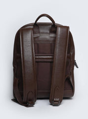 Mochila Masculina Casual Couro Grande Bolso Frontal Cacau MEI-440 - CA