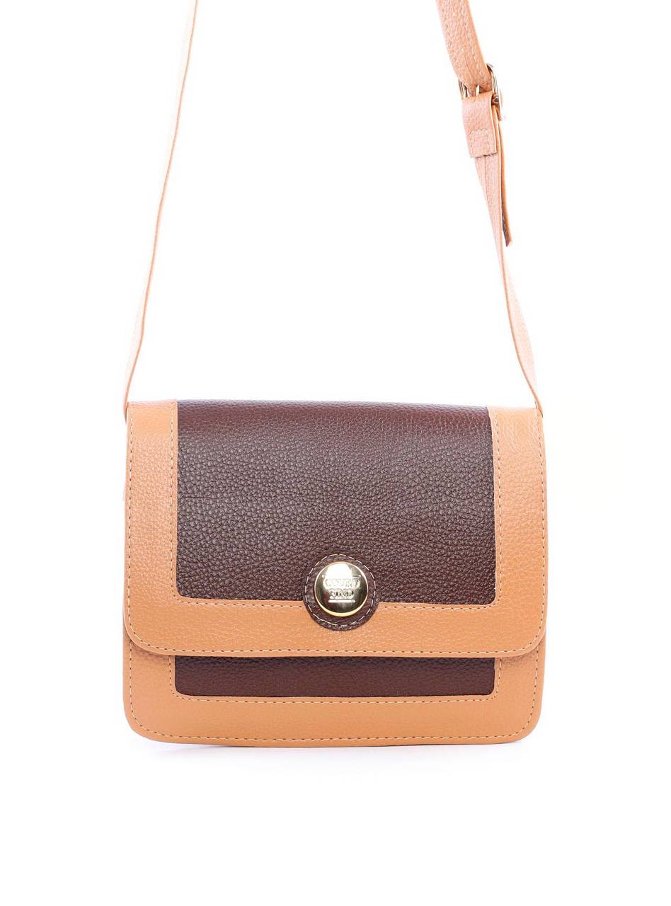 Bolsa Satchel Transversal Bicolor - Nude BSI-6094 - NU