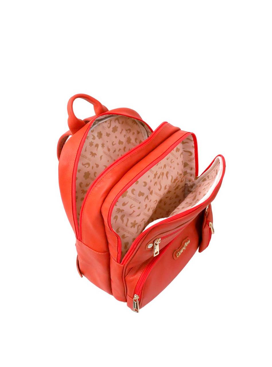 Mochila Casual Grande Porta Moedas Couro Laranja MEI-428 - LR
