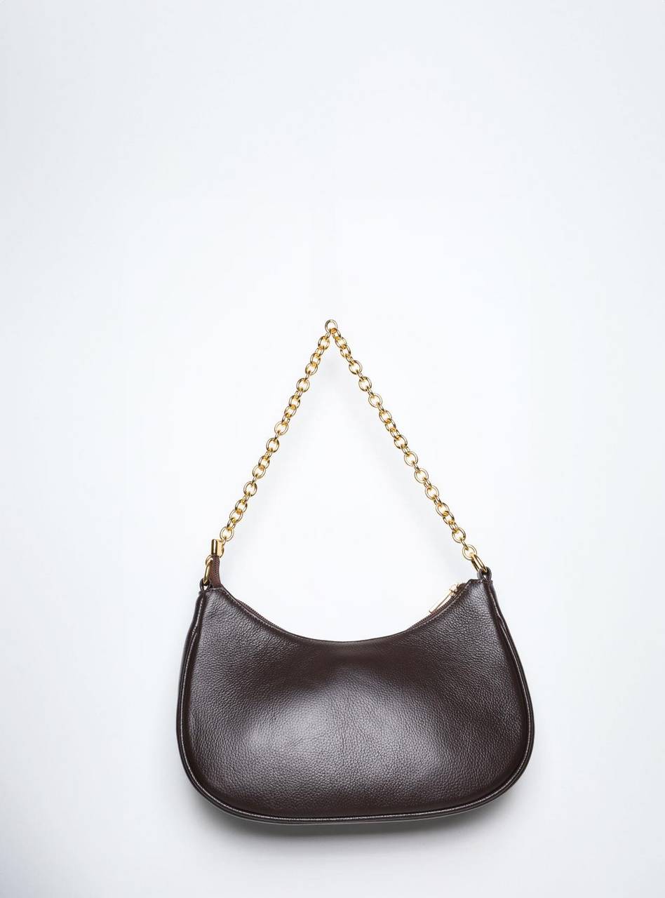 Bolsa Hobo Pequena Transversal Couro Cacau BSI-5850 - CA