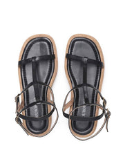 Sandália Feminina Couro Plataforma Salto Fachetado - Preta SDI-11560 - PR