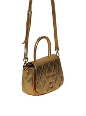 Bolsa Satchel Pequena Couro Alça Dupla - Ouro BSI-5978 - AU