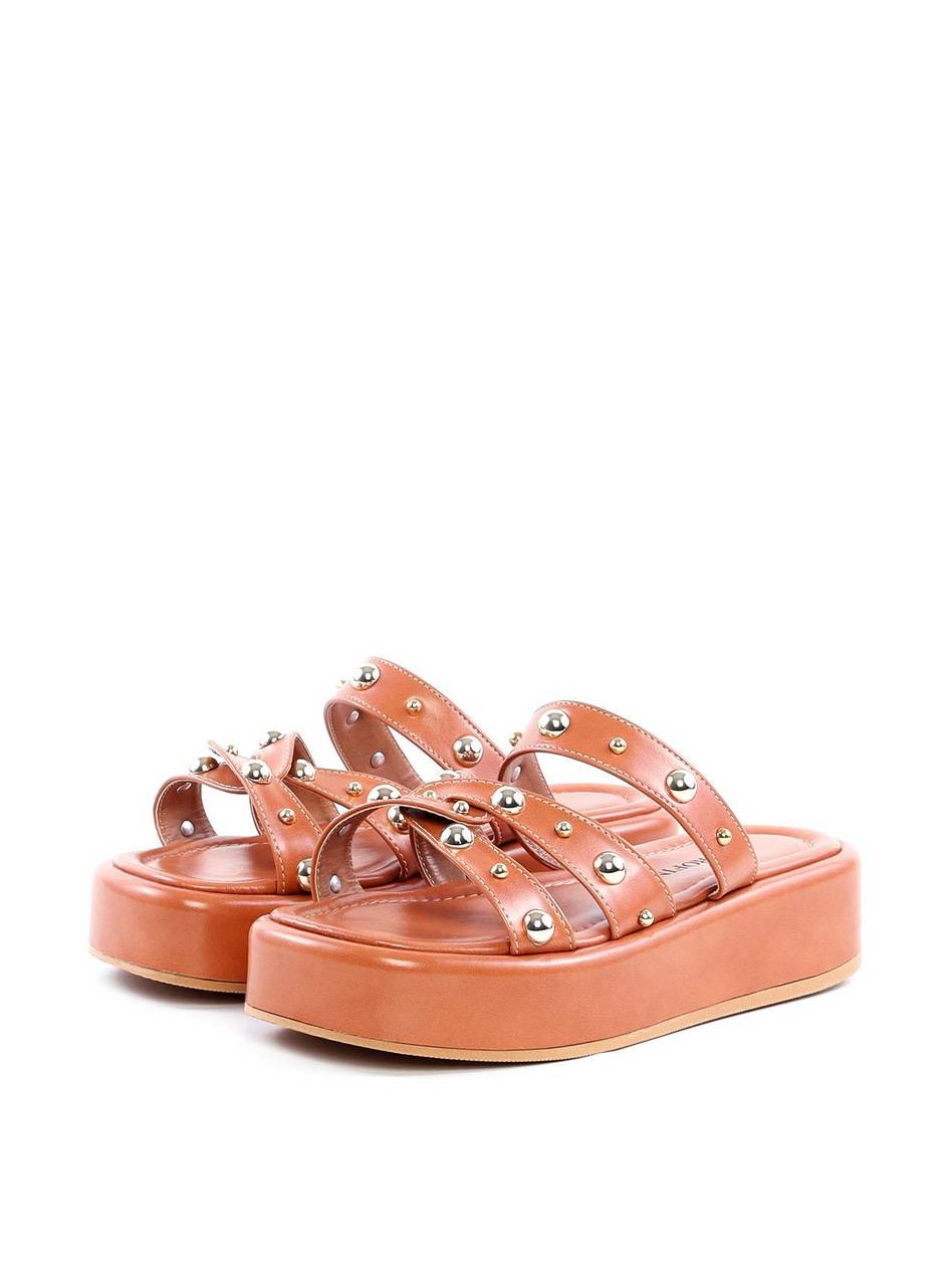 Flatform com Tiras Cruzadas e Rebites - Nude SDI-11819 - NU