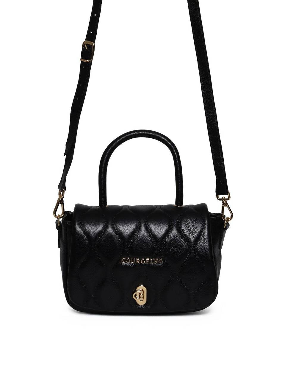 Bolsa Satchel Pequena Couro Alça Dupla - Preta BSI-5978 - PR