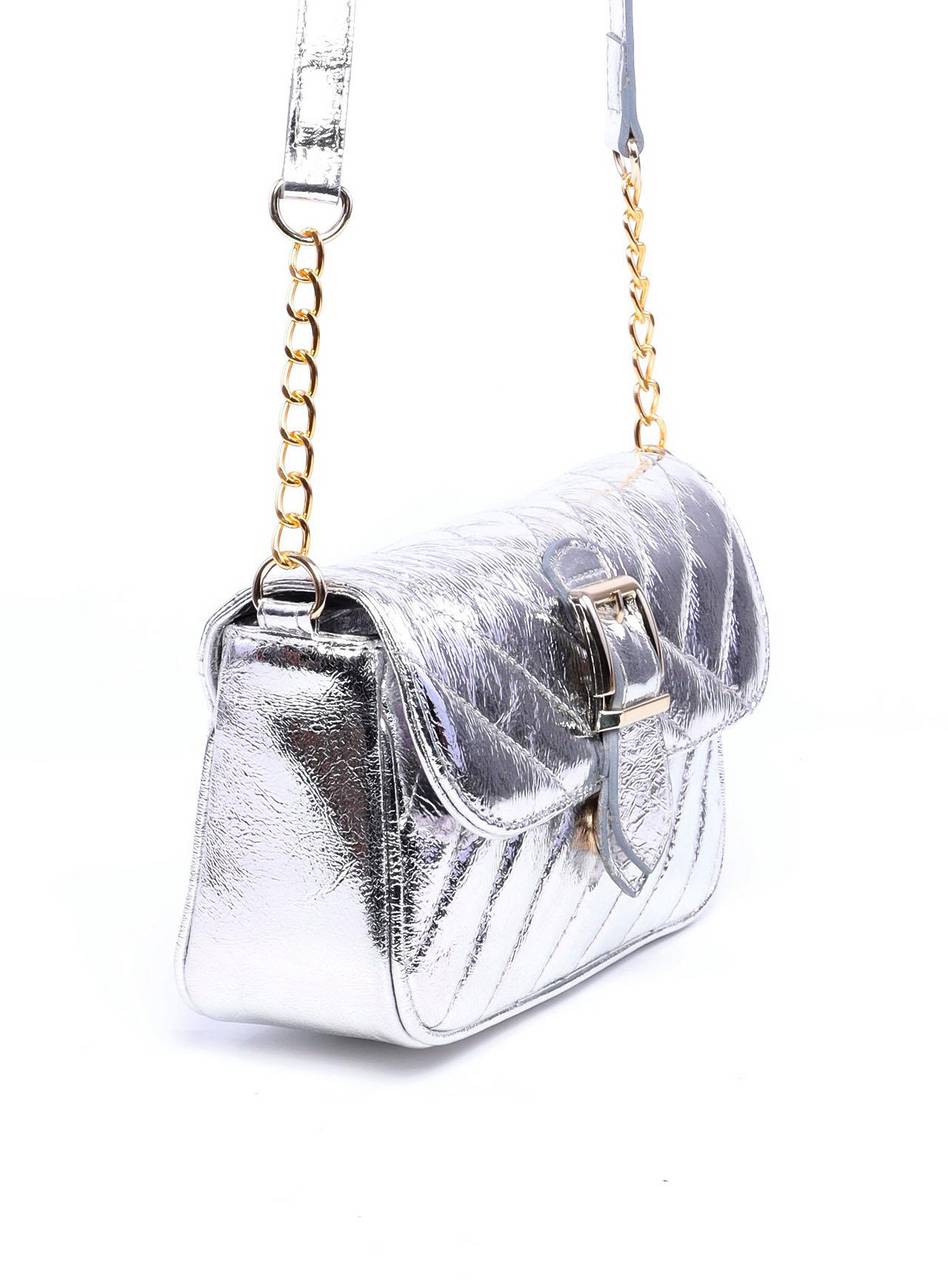 Bolsa Bag Transversal com Tampa e Ligueta Fivela Prata BSI-6000 - PT