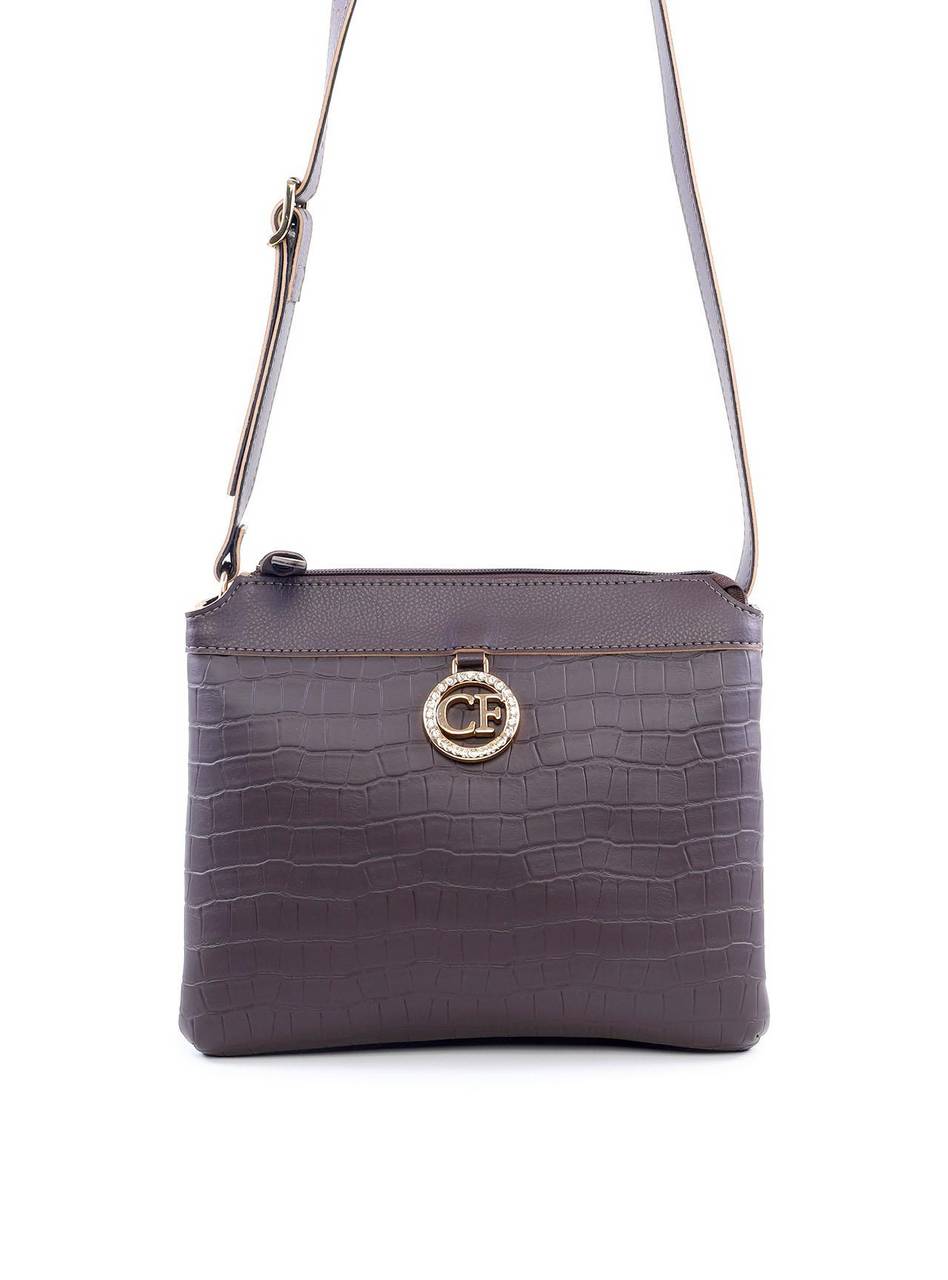 Bolsa Tote Quadrada Charm CF em Strass - Cacau BSI-6040 - CA