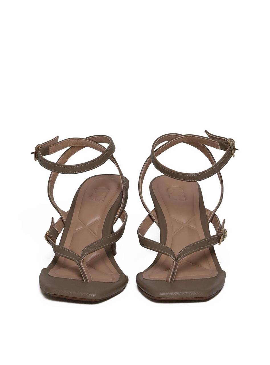 Sandália Feminina Couro Salto Fino - Cinza SDI-11648 - CZ