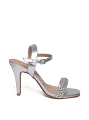 Sandália Feminina Salto Alto Fino - Prata SDI-11616 - PT