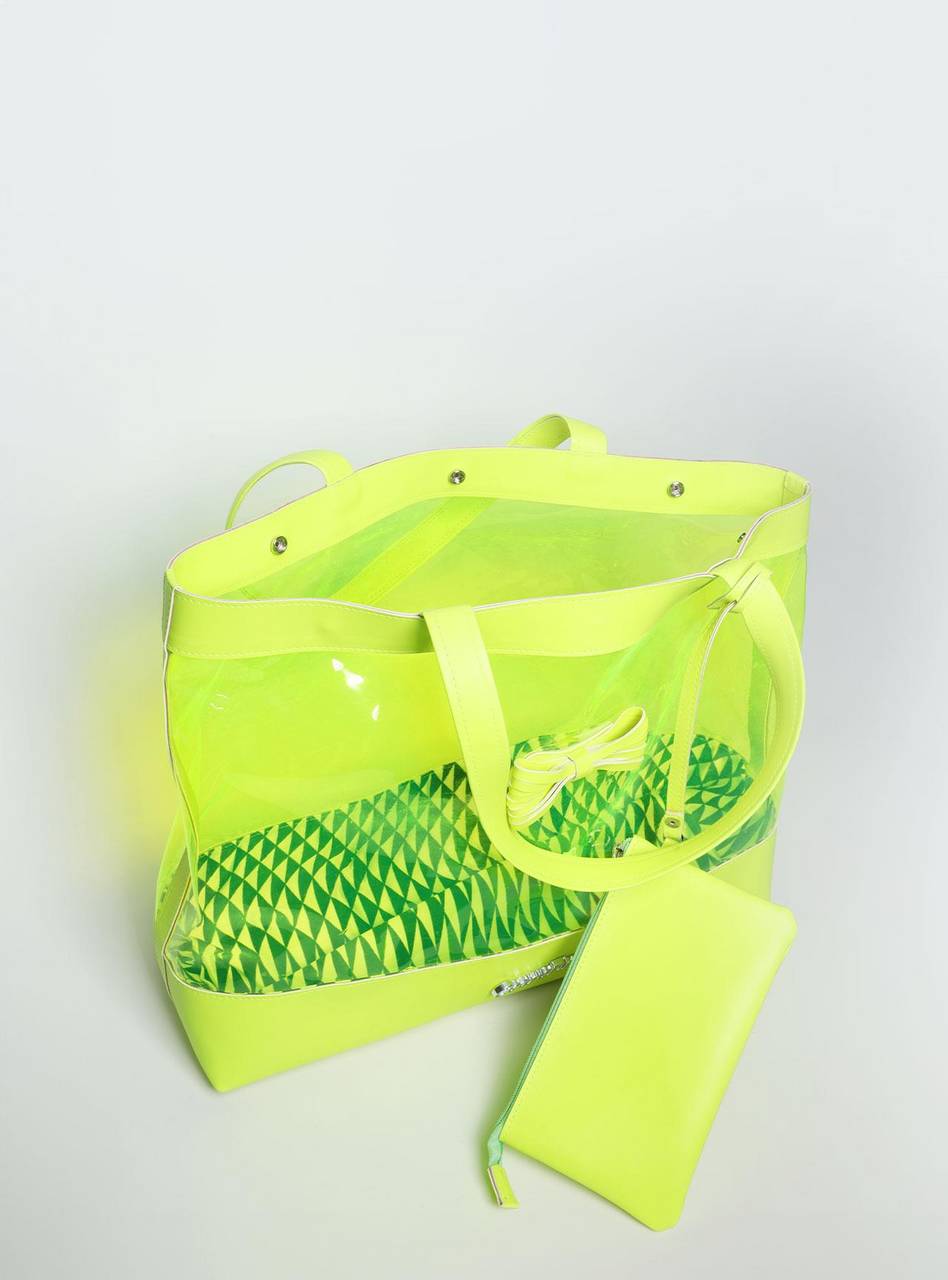 Bolsa Shopper Praia Transparente Laço Grande Verde BSI-5865 - VD