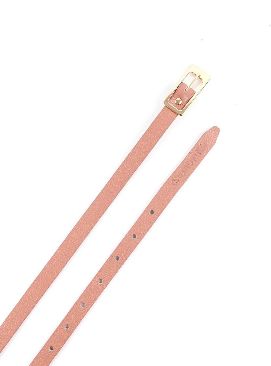 Cinto Social Feminino de Couro com Fivela Retangular - Nude CTI-990 - NU