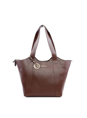 Bolsa Tote Tiracolo Ondulada com Bag Charm - Cacau BSI-6109 - CA