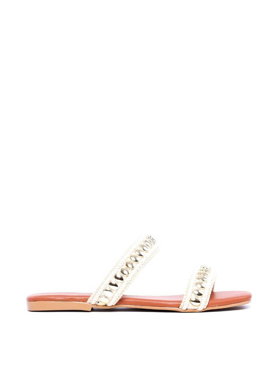 Sandália Feminina Rasteira com Duas Tiras de Crochê - Castor SDI-11695 - CS