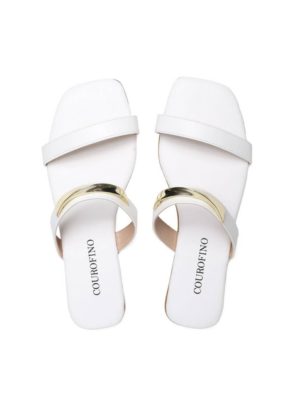 Sandália Feminina Rasteira Enfeite Retorcido - Branca  SDI-11653 - BR
