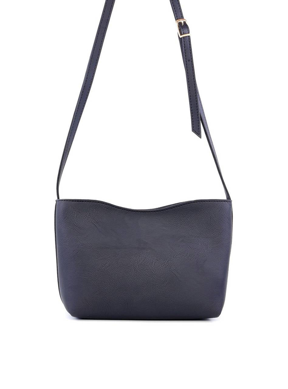 Bolsa Tote Transversal com Borda Ondulada - Preta BSI-6149 - PR