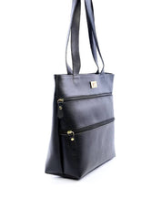 Bolsa Tote Tiracolo com Dois Bolsos Frontais - Preta BSI-6095 - PR