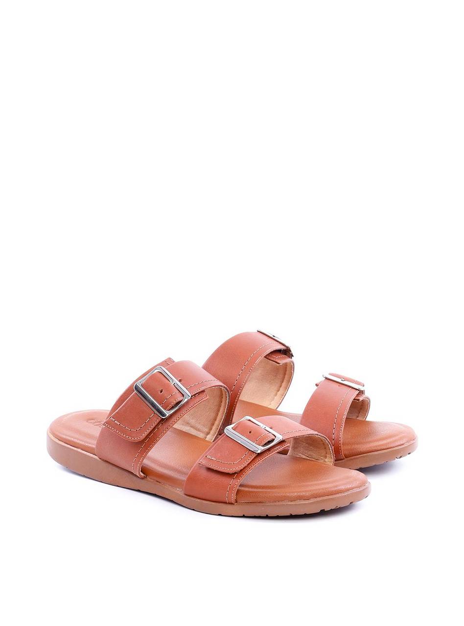 Chinelo Masculino Slide em Couro com Duas Fivelas - Castor SDI-11768 - CS