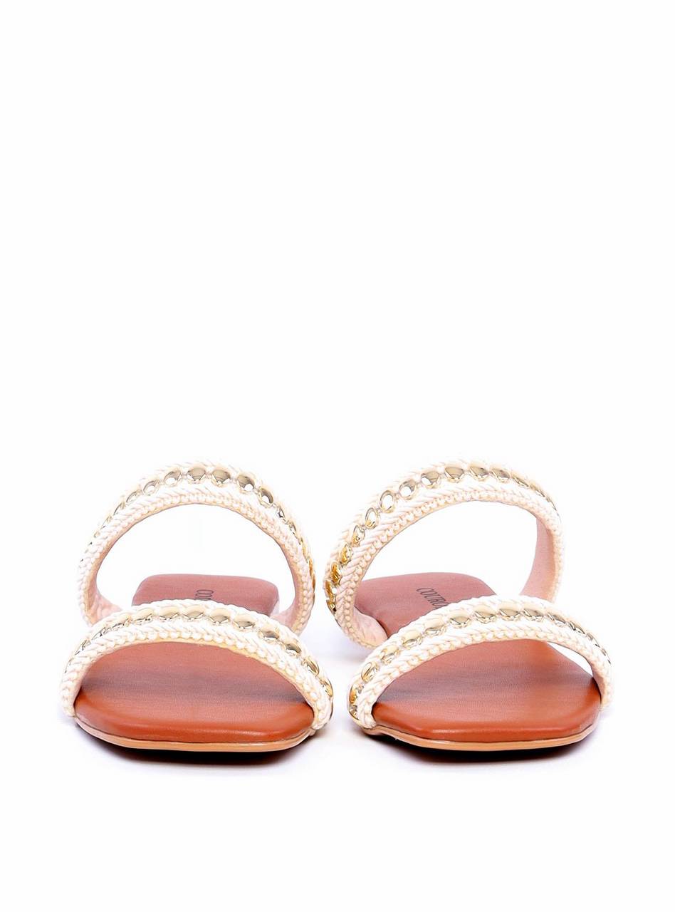 Sandália Feminina Rasteira com Duas Tiras de Crochê - Castor SDI-11695 - CS