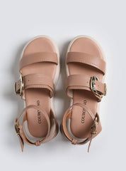 Sandália Feminina Papete Tachas Diversas - Nude SDI-11567 - NU