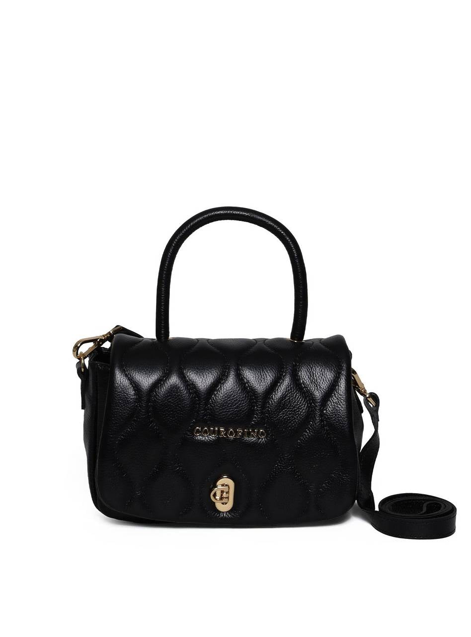 Bolsa Satchel Pequena Couro Alça Dupla - Preta BSI-5978 - PR