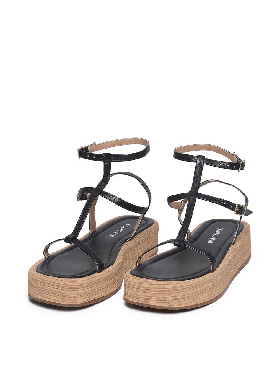 Sandália Feminina Couro Plataforma Salto Fachetado - Preta SDI-11560 - PR