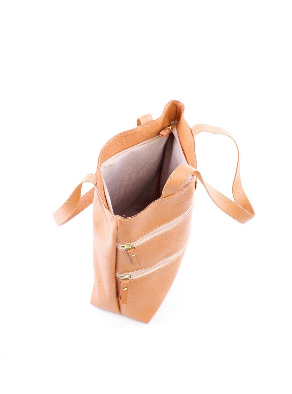 Bolsa Tote Tiracolo com Dois Bolsos Frontais - Nude BSI-6095 - NU