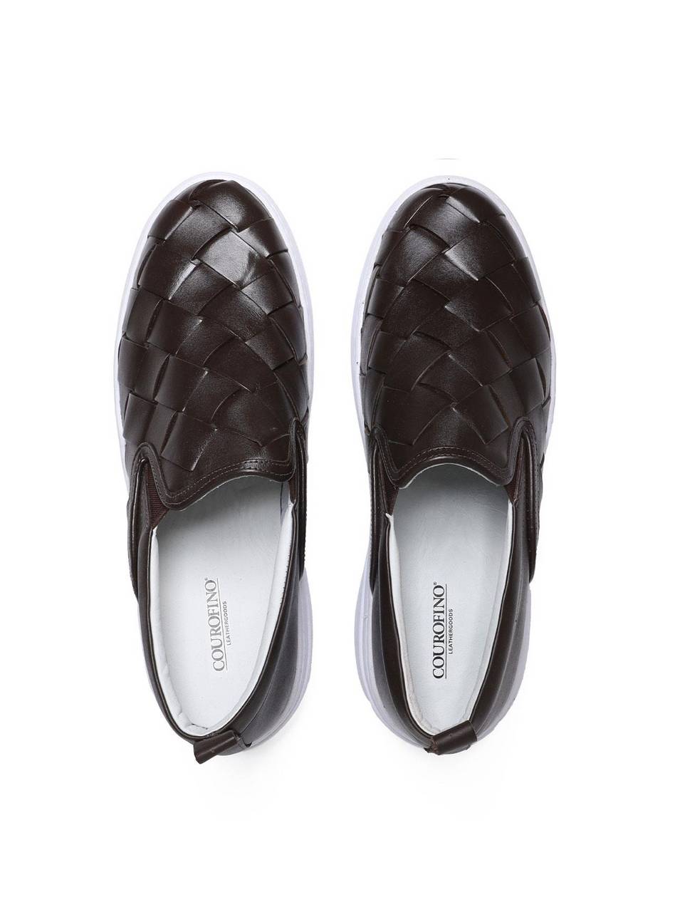 Calçado Masculino Sapatênis Entrelaçado Couro - Cacau SP-11627 - CA