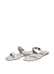Sandália Feminina Rasteira Enfeite Retorcido - Branca  SDI-11653 - BR