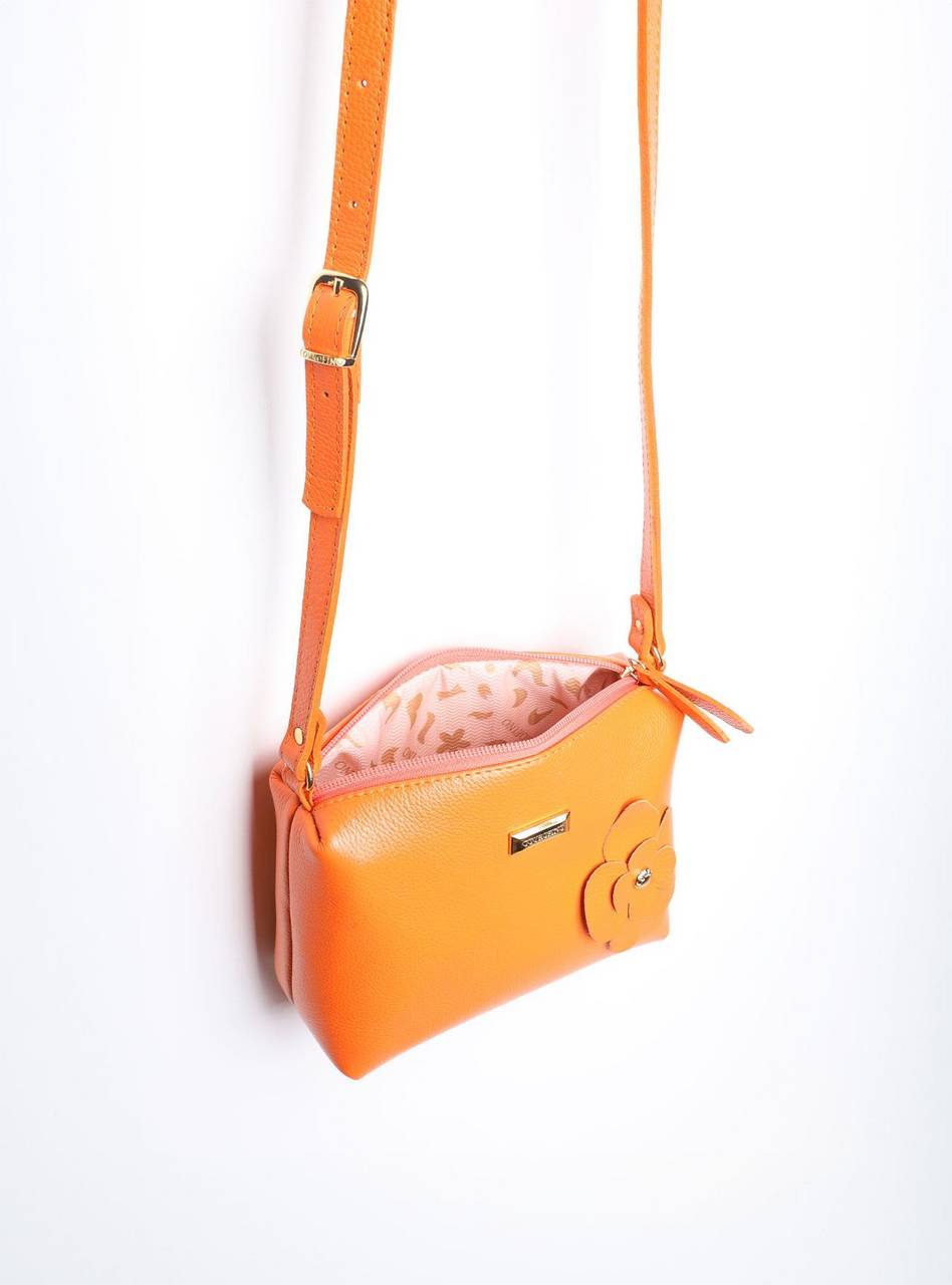 Bolsa Clutch Pequena Couro Transversal Laranja BSI-5863 - LR