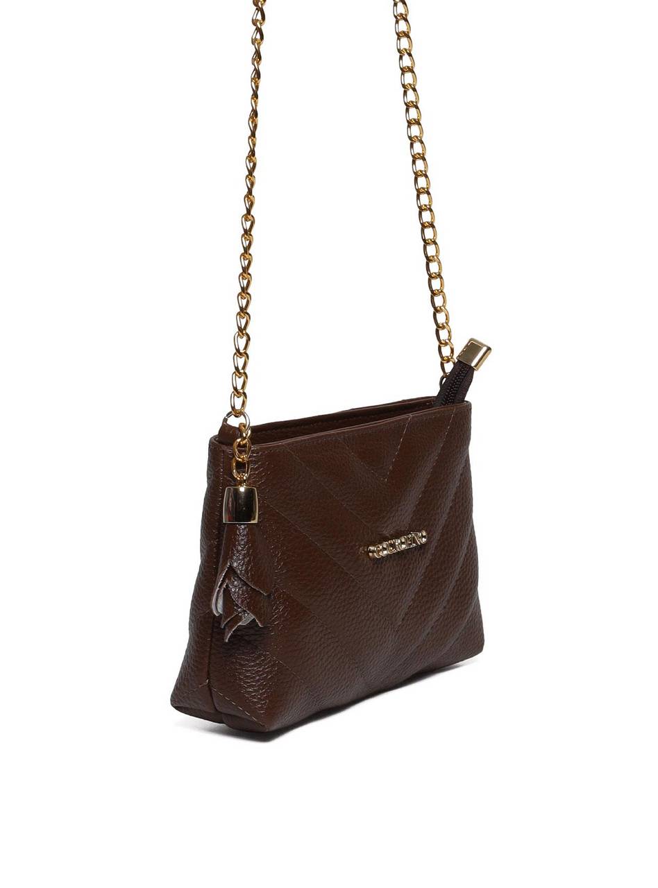 Bolsa Clutch Sintética Tiracolo com Detalhes em Costura - Cacau BSI-5961 - CA