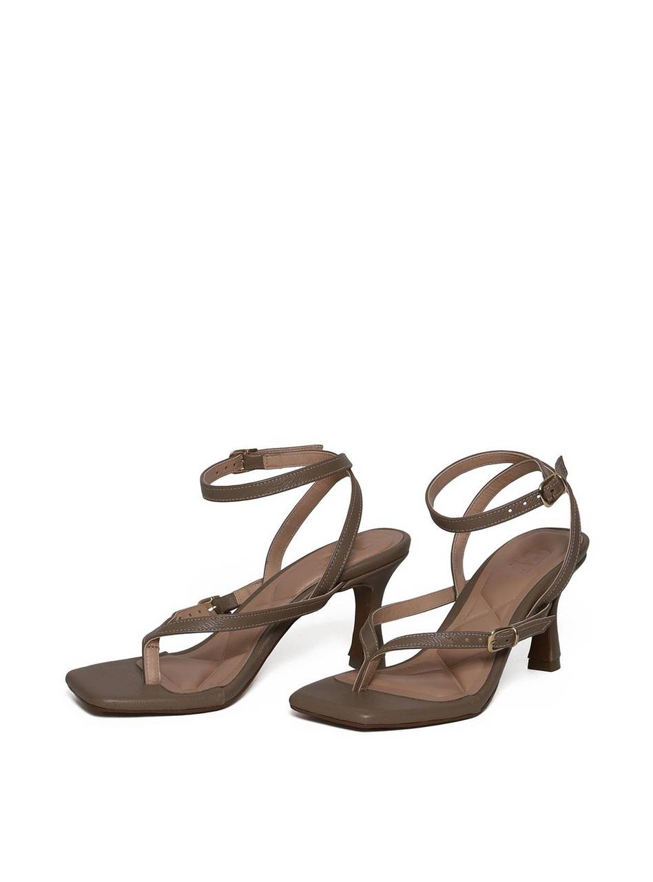 Sandália Feminina Couro Salto Fino - Cinza SDI-11648 - CZ