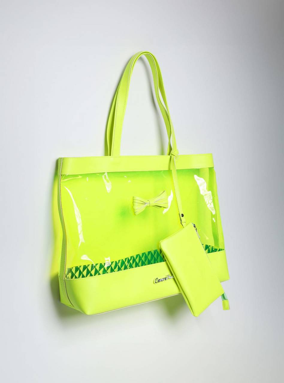 Bolsa Shopper Praia Transparente Laço Grande Verde BSI-5865 - VD