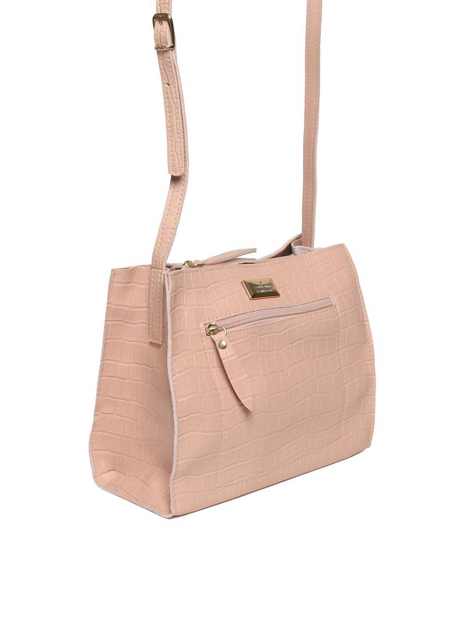 Bolsa Tote Transversal com Ziper - Nude BSI-5052 - NU